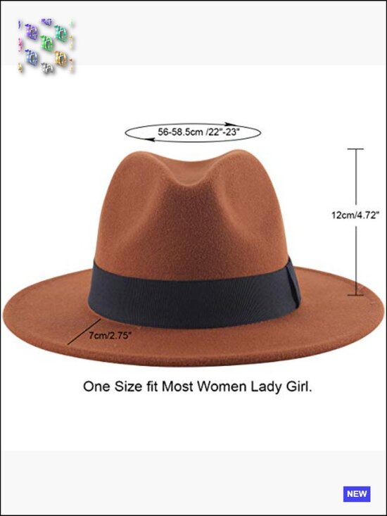 Classic Fedora Hat with Belt Buckle Wide Brim Felt Panama Hat main image 6